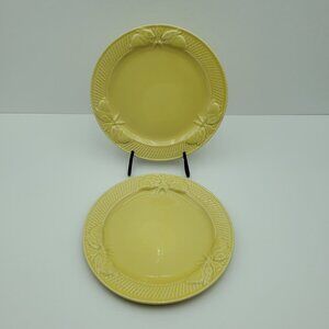 Bordallo Pinheiro Yellow Rabbit Salad Plates Gold Bunny Rabbit Dessert Plates